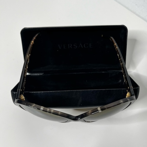 Versace Tortoiseshell Oversized Sunglasses with Dark Smoke Lenses with hard case